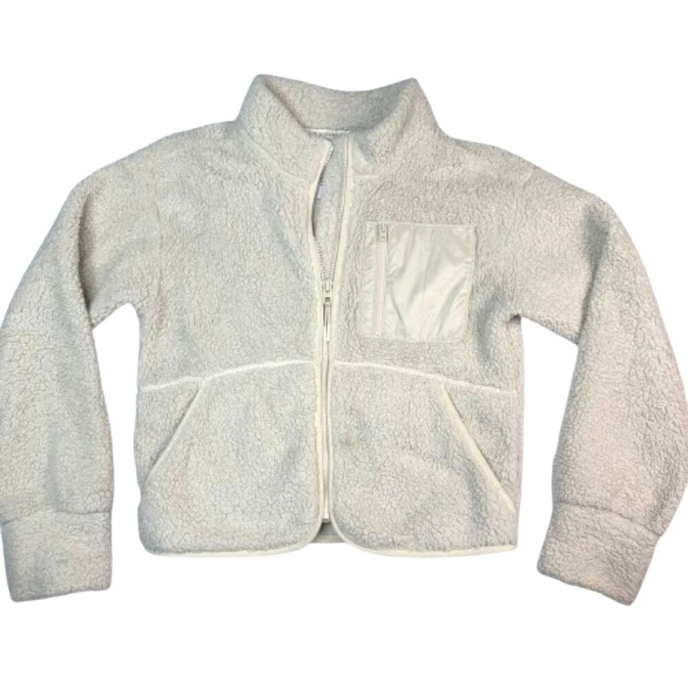 Athleta Girl Ivory Sherpa Fleece Track Jacket Size Girls Size L/12